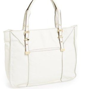 New Bag Leather Satchel Shopper Tote WHITE HandBag Purse NWT